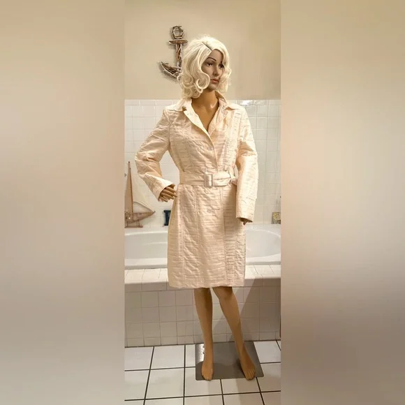 DESIGNER! DONCASTER COLLECTION!🌸100% SILK PEACOAT/DUSTER/White/Size-10 - Picture 2 of 16